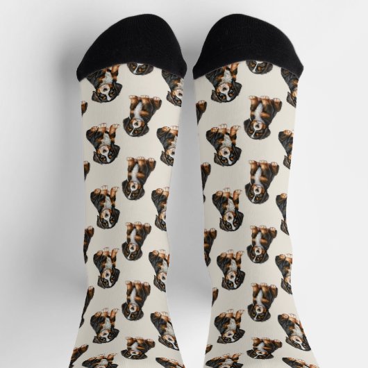 Bernese Mountain Puppy Dog Pattern Socken (Oben)