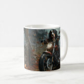 Bernese Mountain Riding Motorrad Halloween Beängst Kaffeetasse (VorderseiteRechts)