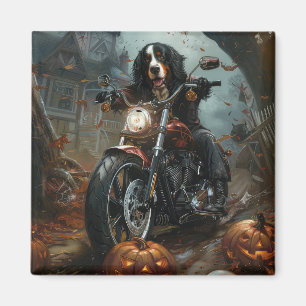 Bernese Mountain Riding Motorrad Halloween Beängst Magnet