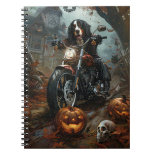 Bernese Mountain Riding Motorrad Halloween Beängst Notizblock