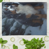 Bernese Mountain Snowy Sleigh Weihnachtsdekor Geschirrtuch (Gefaltet)