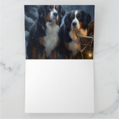 Bernese Mountain Snowy Sleigh Weihnachtsdekor Karte (Innenseite)