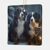 Bernese Mountain Snowy Sleigh Weihnachtsdekor Keramikornament (Links)