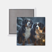 Bernese Mountain Snowy Sleigh Weihnachtsdekor Magnet (Vorderseite/Rückseite)