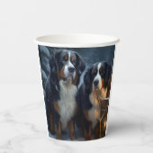 Bernese Mountain Snowy Sleigh Weihnachtsdekor Pappbecher (Rückseite)