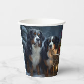 Bernese Mountain Snowy Sleigh Weihnachtsdekor Pappbecher (Vorderseite)