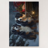 Bernese Mountain Snowy Sleigh Weihnachtsdekor Puzzle (Vertikal)