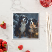 Bernese Mountain Snowy Sleigh Weihnachtsdekor Serviette (Beispiel)