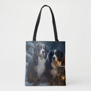 Bernese Mountain Snowy Sleigh Weihnachtsdekor Tasche