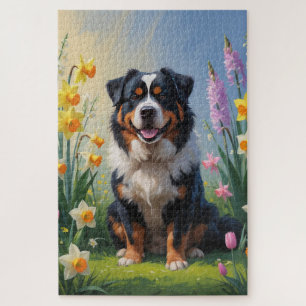 Bernese Mountain Spring Blumen Malerei Puzzle