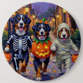 Bernese Mountain Trick oder Treating zu Halloween Button (Vorderseite)