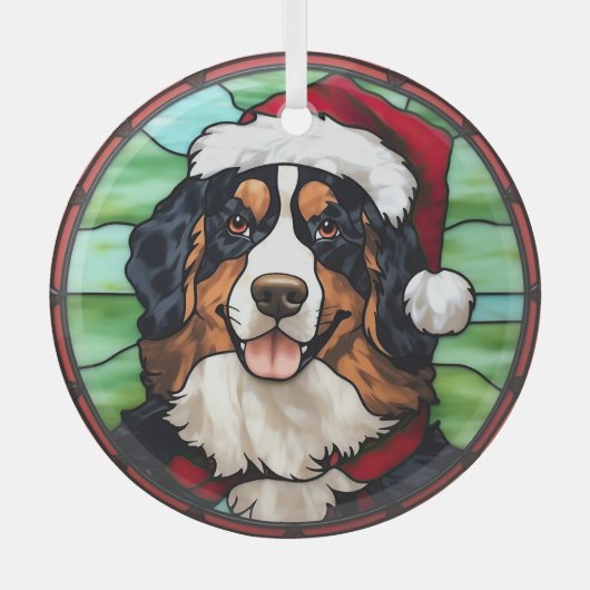 Bernese Mountain verkleidete Gläserweihe Ornament Aus Glas (Vorderseite)