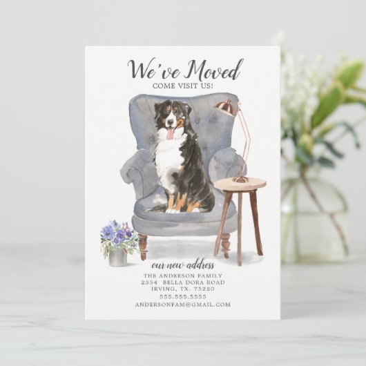 Bernese Mountain We Moved Moving Ankündigung (Stehend Vorderseite)