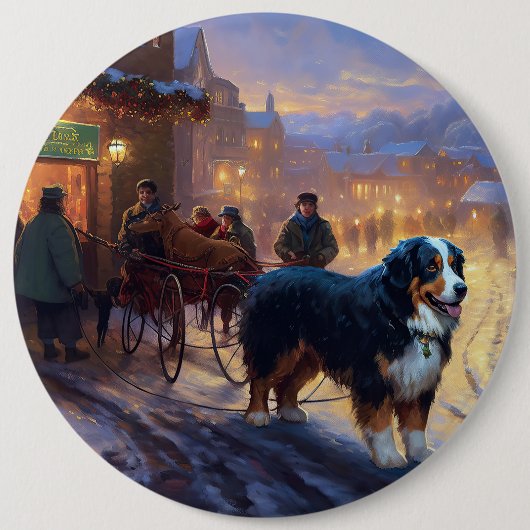 Bernese Mountain Weihnachtsfeiertage Button (Vorderseite)