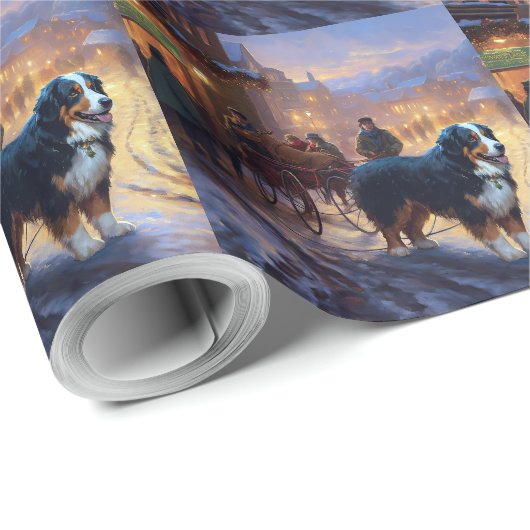 Bernese Mountain Weihnachtsfeiertage Geschenkpapier (Rolleneckpunkt)