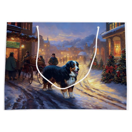 Bernese Mountain Weihnachtsfeiertage Große Geschenktüte (Vorderseite)