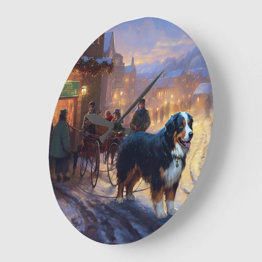 Bernese Mountain Weihnachtsfeiertage Große Wanduhr (Winkel)