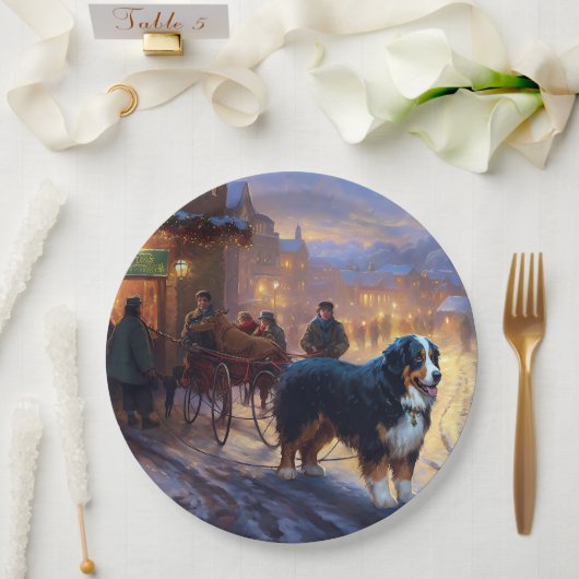 Bernese Mountain Weihnachtsfeiertage Pappteller (Hochzeit)