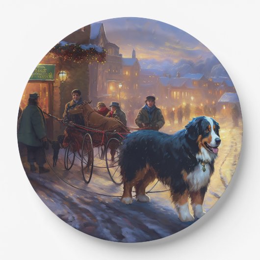 Bernese Mountain Weihnachtsfeiertage Pappteller (Vorderseite)