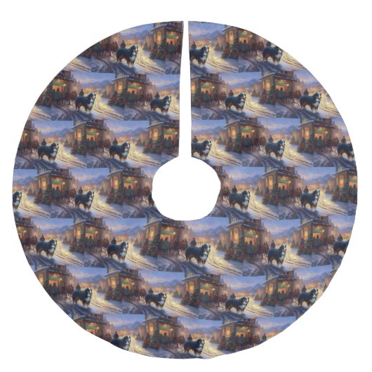 Bernese Mountain Weihnachtsfeiertage Polyester Weihnachtsbaumdecke (Vorderseite)