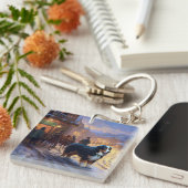 Bernese Mountain Weihnachtsfeiertage Schlüsselanhänger (Vorderseite rechts)