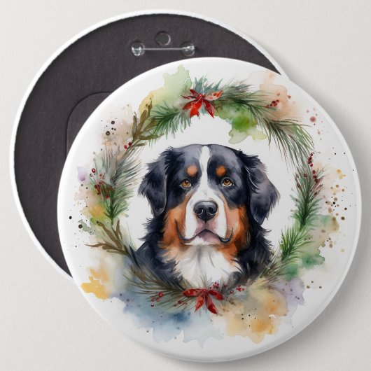 Bernese Mountain Weihnachtsfest Papa Button (Vorne & Hinten)