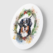 Bernese Mountain Weihnachtsfest Papa Große Wanduhr (Winkel)