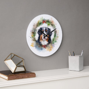Bernese Mountain Weihnachtsfest Papa Große Wanduhr