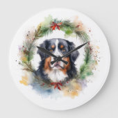 Bernese Mountain Weihnachtsfest Papa Große Wanduhr (Vorderseite)