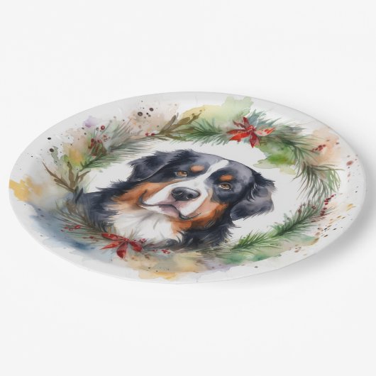 Bernese Mountain Weihnachtsfest Papa Pappteller (Schrägansicht)