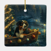 Bernese Mountain Weihnachtsfest Reise Keramikornament (Rückseite)