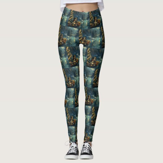 Bernese Mountain Weihnachtsfest Reise Leggings (Vorderseite)