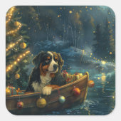 Bernese Mountain Weihnachtsfest Reise Quadratischer Aufkleber (Vorderseite)