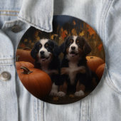 Bernese Mountain Welpe Herbst Kürbiskugel Button (Beispiel)