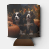 Bernese Mountain Welpe Herbst Kürbiskugel Dosenkühler (Rückseite)