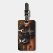 Bernese Mountain Welpe Herbst Kürbiskugel Gepäckanhänger (Vorderseite vertikal)