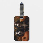 Bernese Mountain Welpe Herbst Kürbiskugel Gepäckanhänger (Rückseite vertikal)