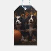 Bernese Mountain Welpe Herbst Kürbiskugel Geschenkanhänger (Rückseite)