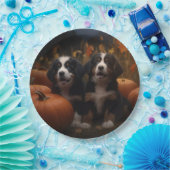 Bernese Mountain Welpe Herbst Kürbiskugel Pappteller (Party)