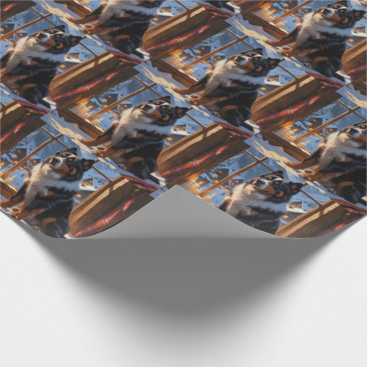 Bernese Mountain With Christmas Lights Holiday Geschenkpapier (Ecke)