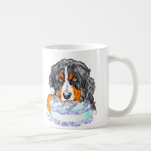 Bernese Mt Dog Cake Face Birthday Kaffeetasse (Rechts)