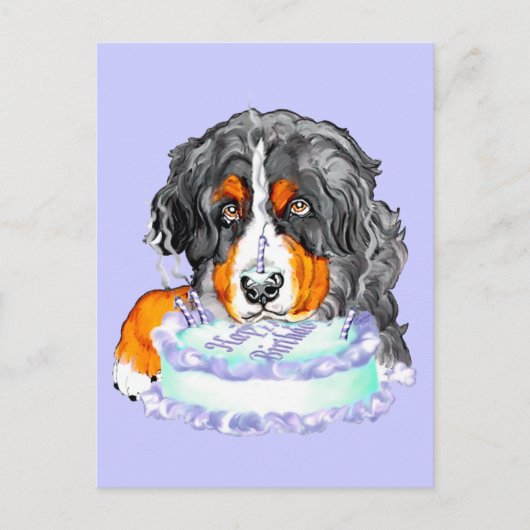 Bernese Mt Dog Cake Face Birthday Postkarte (Vorderseite)