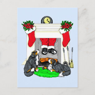 Bernese Mt Dog Santa Drops In Feiertagspostkarte