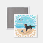 Bernese Mt. Hund am Strand Magnet (Vorderseite/Rückseite)