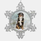 Bernese Mt. Hund Weihnachtsschmuck Schneeflocken Zinn-Ornament (Vorderseite)
