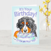Bernese Mt Hundekuchen-Gesichts-Geburtstag Karte (Gelbe Blume)