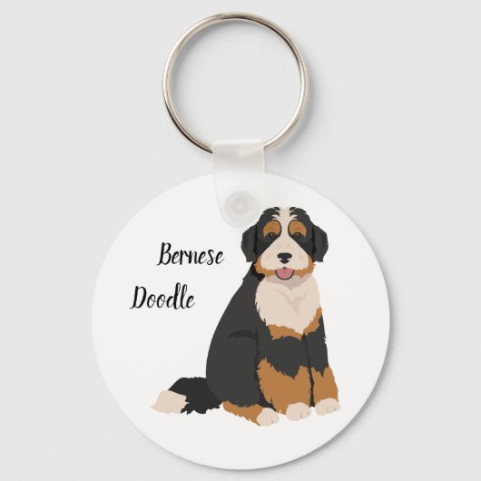 Bernese Poodle mix, Bernedoodle Weihnachtsschmuck Schlüsselanhänger (Vorderseite)