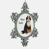 Bernese Poodle mix, Bernedoodle Weihnachtsschmuck Schneeflocken Zinn-Ornament (Links)