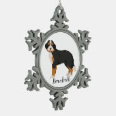 Bernese Poodle mix, Bernedoodle Weihnachtsschmuck Schneeflocken Zinn-Ornament (Links)
