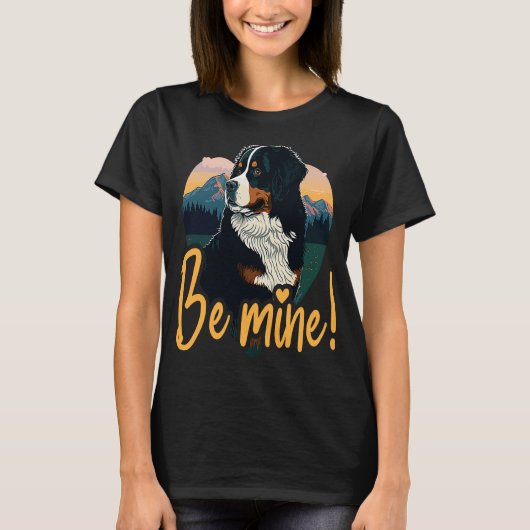 Bernesemountaindown mit Herz-Hund-Liebe für Valen T-Shirt (Vorderseite)